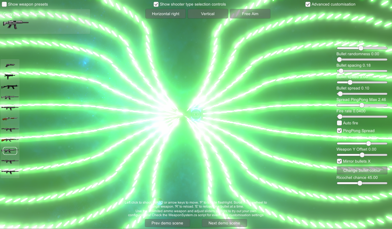 performant 2d shooter bullet and weapon system